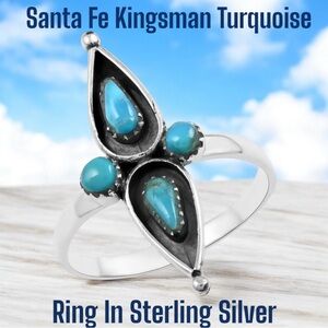Santa Fe Style Kingsman Turquoise Ring In Sterling Silver Size 8.75 NWOT